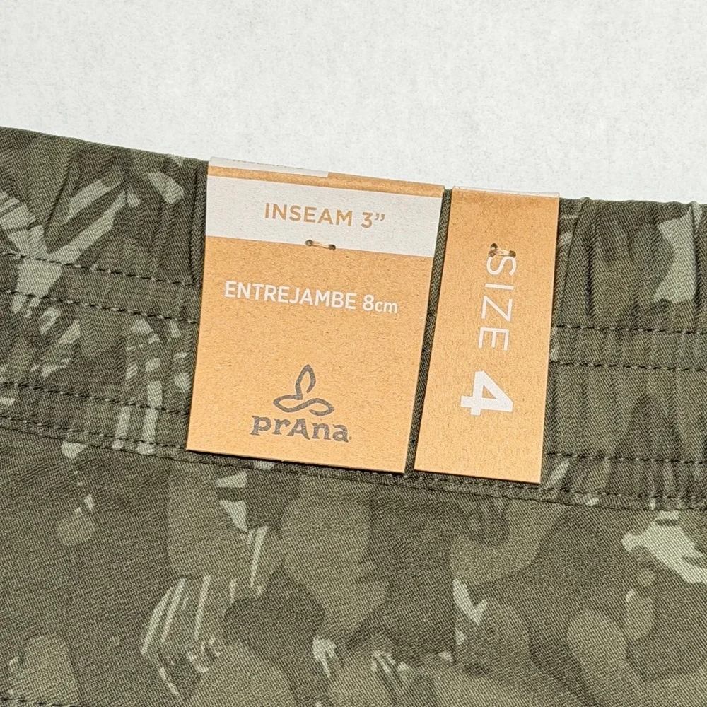 Prana Halle E-Waist Shorts WMNS Size 4, 3" Inseam Green Camo Outdoors Hiking NEW - Picture 6 of 7